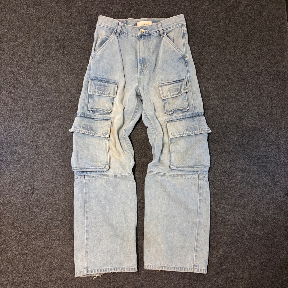 BDG Urban Outfitters Skate Fit Cargo Jeans Light Wash Blue Size 28 Utility Baggy